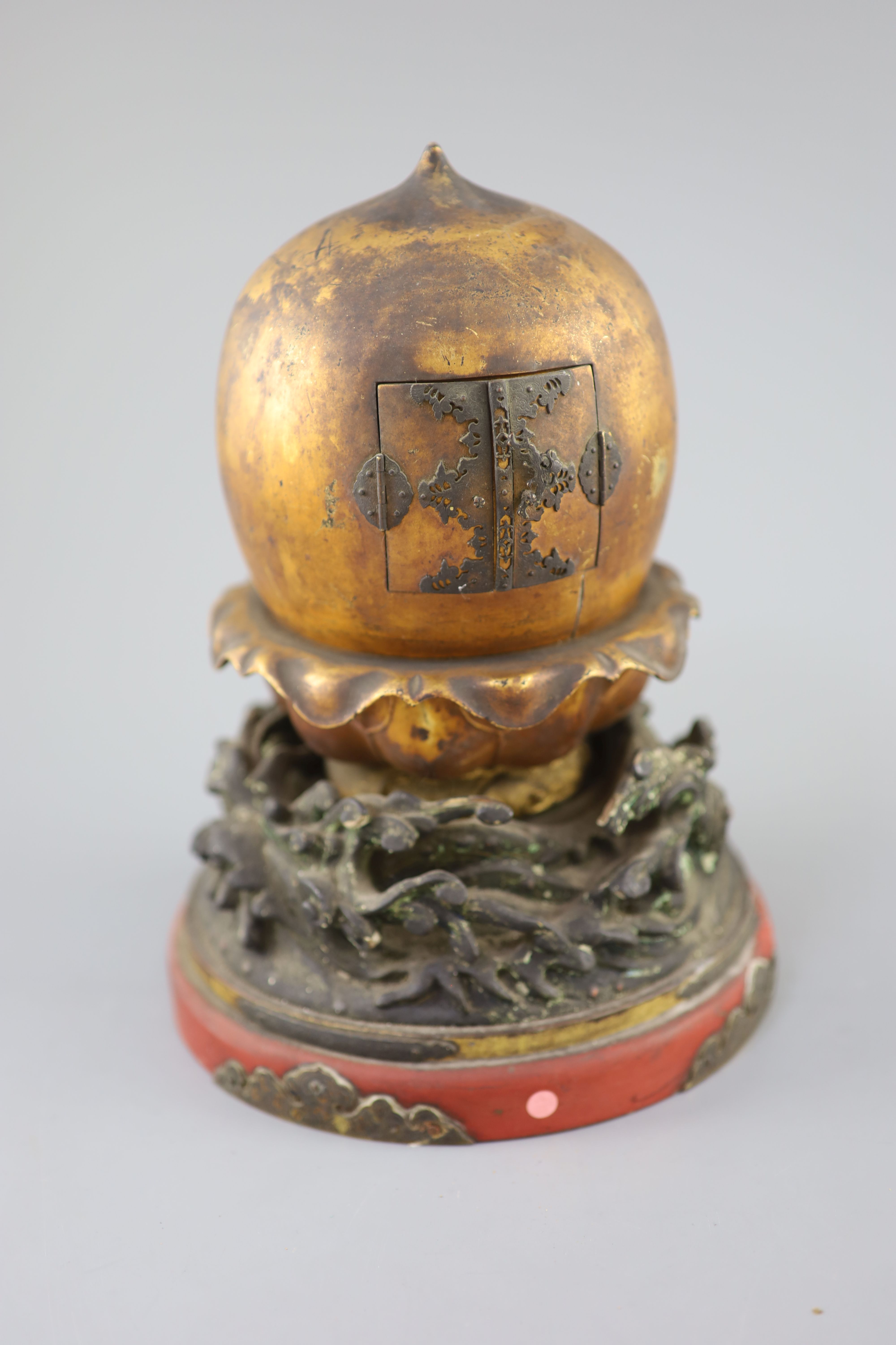 A Japanese lacquer portable shrine (zushi), 19th century, 25cm high, Provenance - A. T. Arber-Cooke